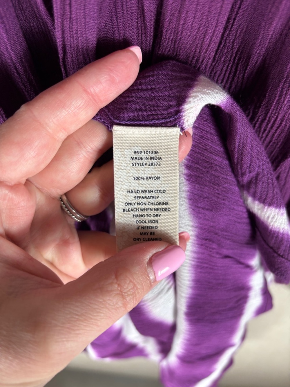 Soft Surroundings > Purple Tie-Dye Cold Shoulder Peasant Top Medium - Picture 7 of 7